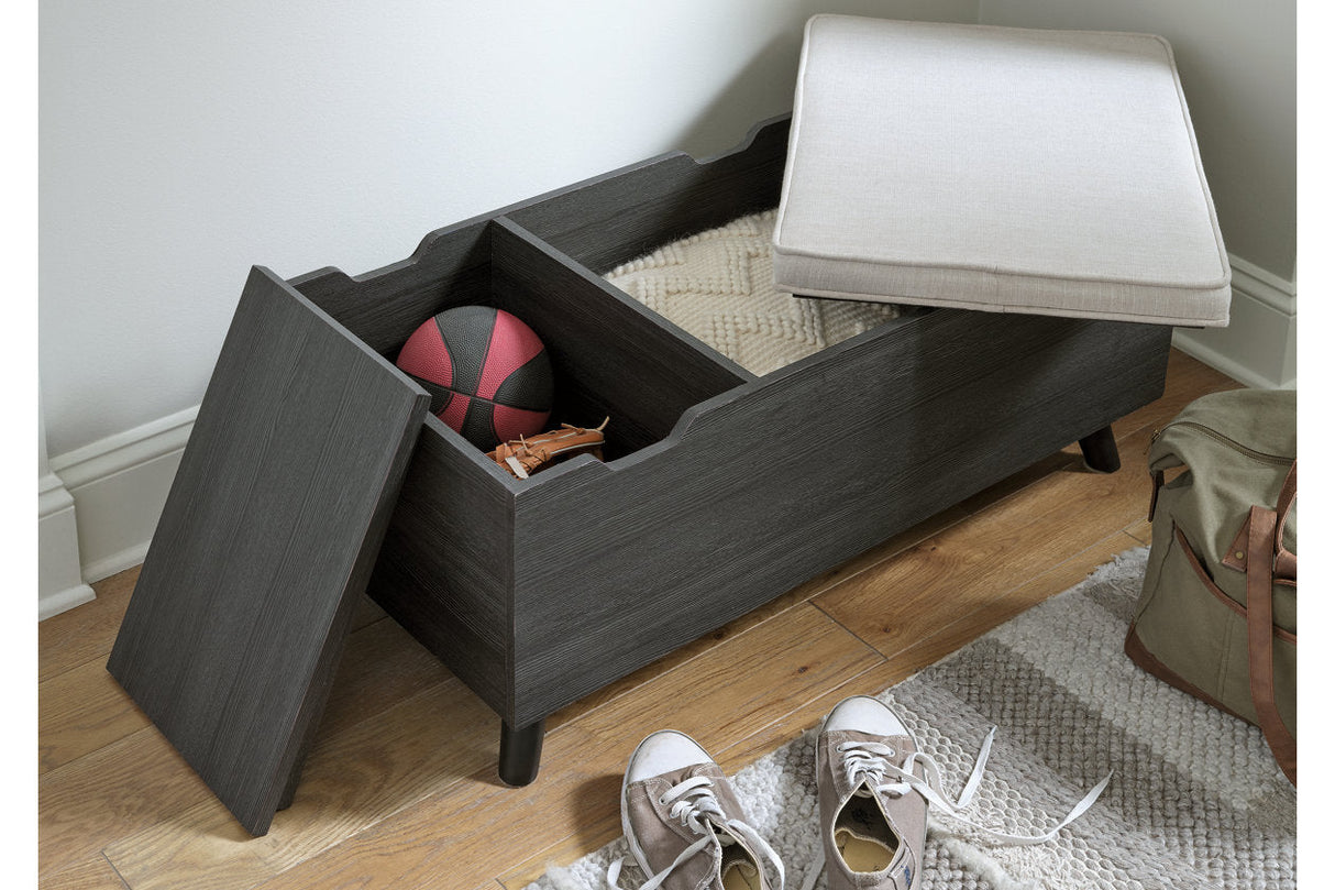 Yarlow Linen/Gray Storage Bench