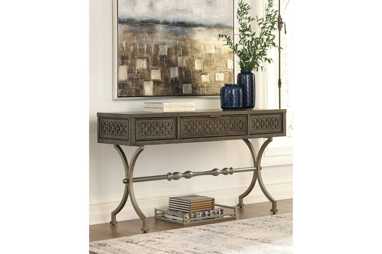 Quinnland Antique Black Sofa/Console Table