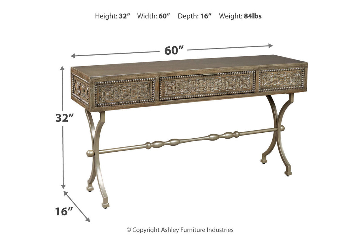 Quinnland Antique Black Sofa/Console Table