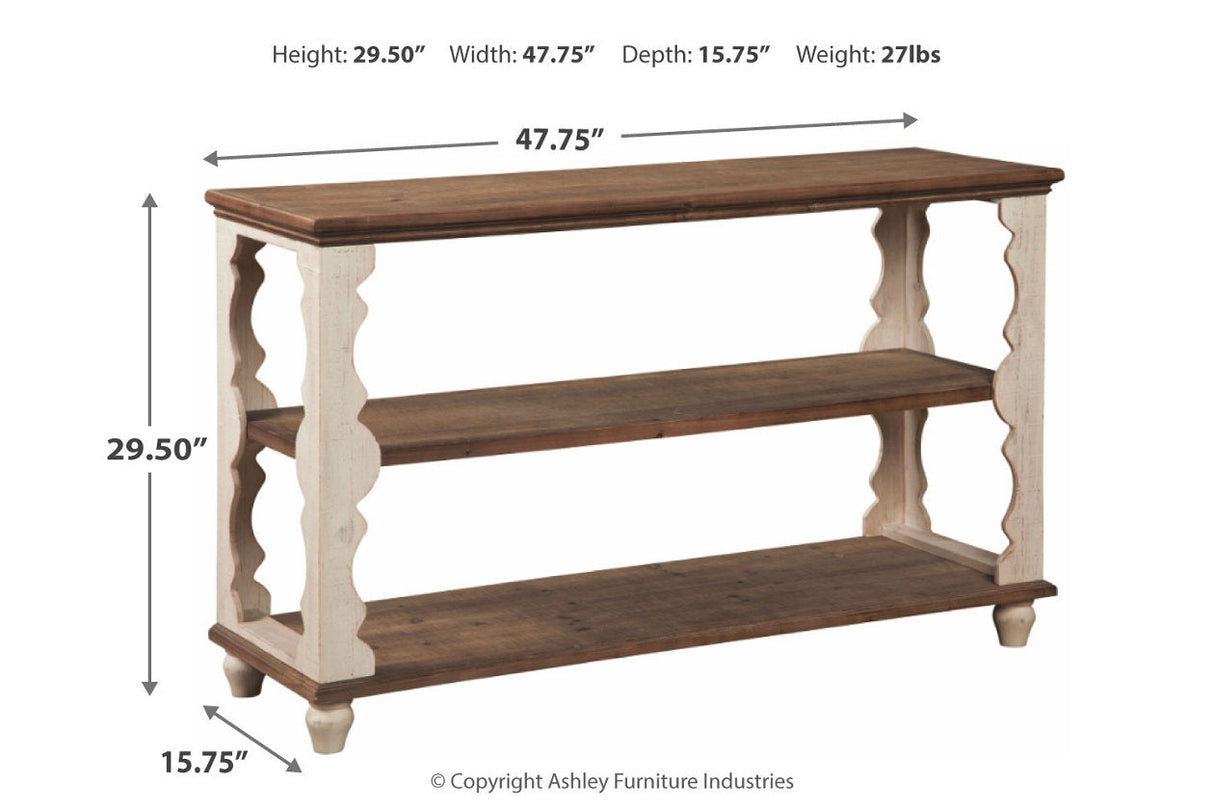 Alwyndale Antique White/Brown Sofa/Console Table