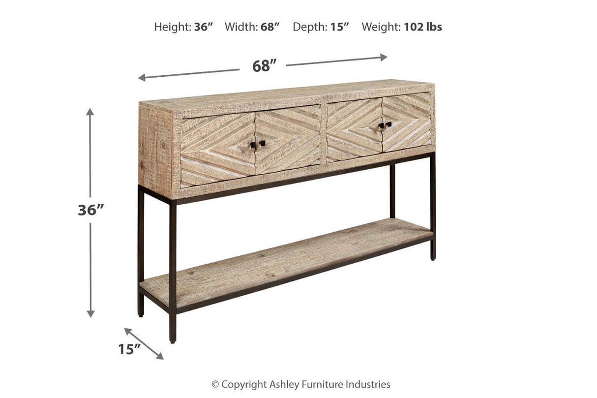 Roanley Distressed White Sofa/Console Table