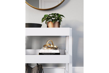 Blariden White Shelf Accent Table