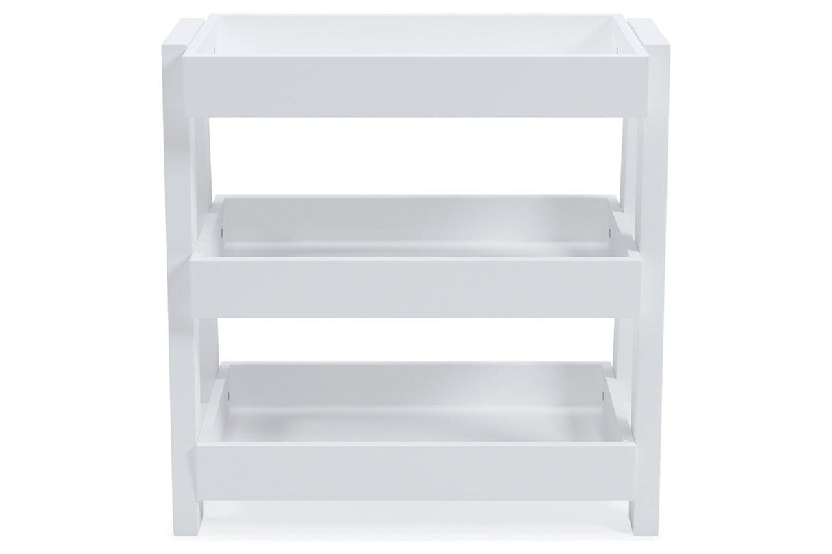 Blariden White Shelf Accent Table