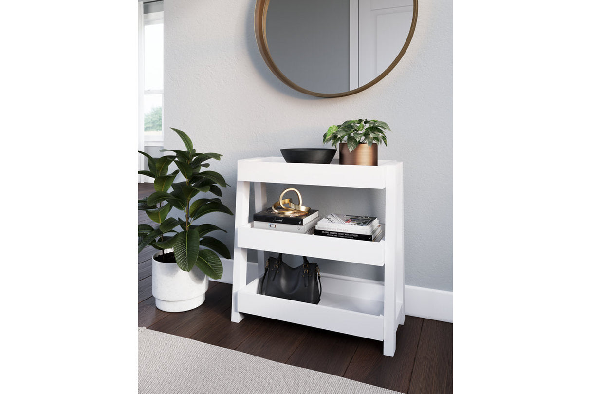 Blariden White Shelf Accent Table