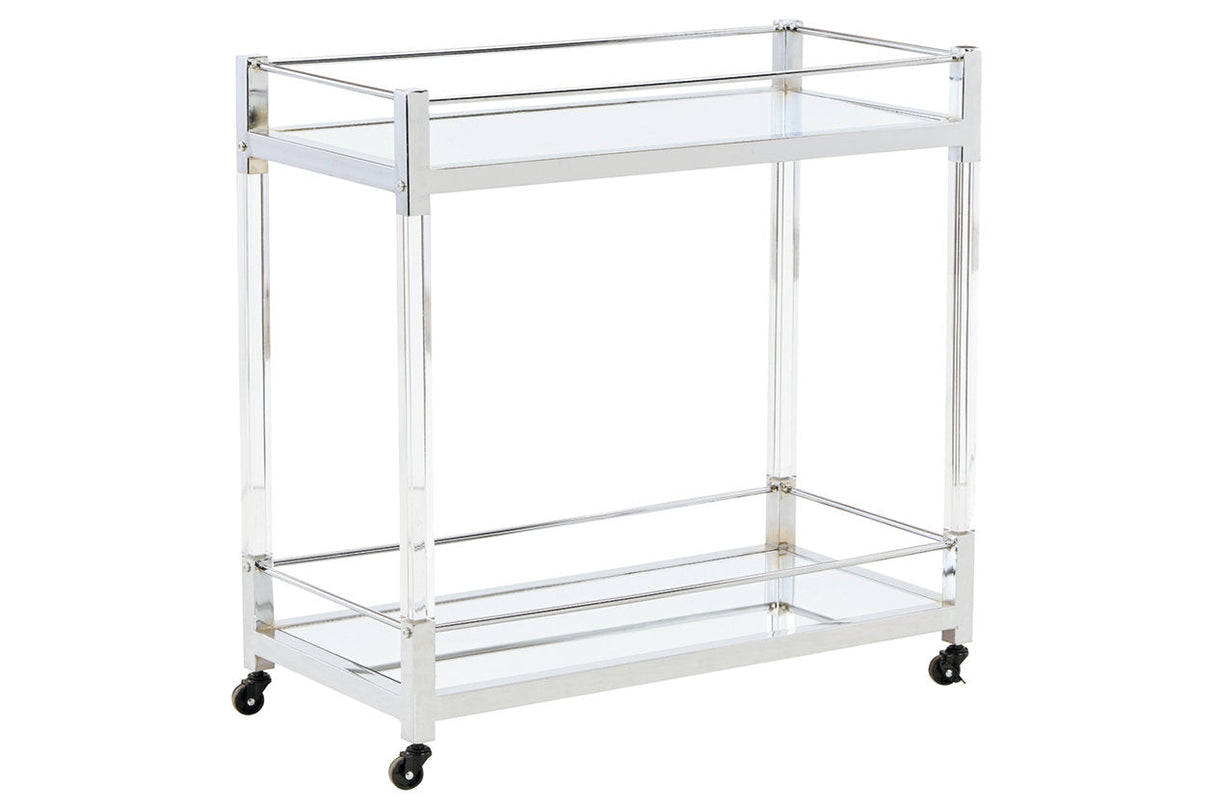 Chaseton Clear/Silver Finish Bar Cart