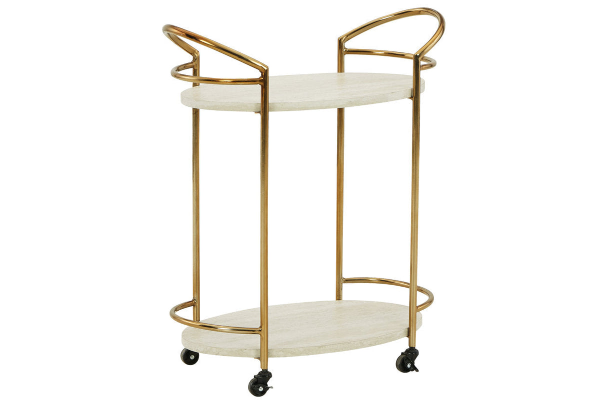 Tarica Cream/Gold Finish Bar Cart