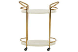 Tarica Cream/Gold Finish Bar Cart