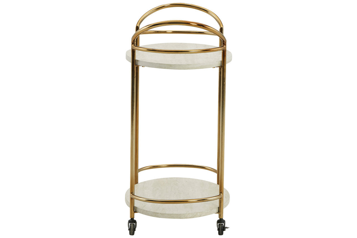 Tarica Cream/Gold Finish Bar Cart