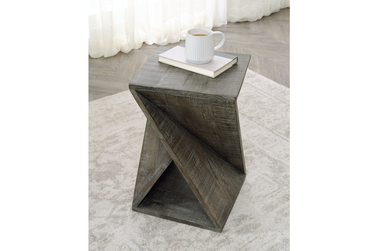 Zalemont Distressed Gray Accent Table