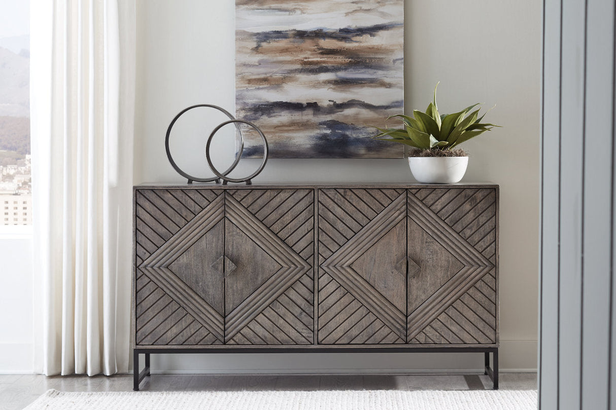 Treybrook Distressed Gray Accent Cabinet