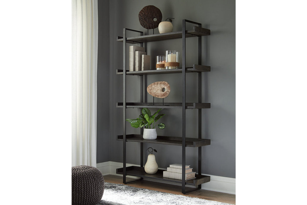 Kevmart Grayish Brown/Black Bookcase