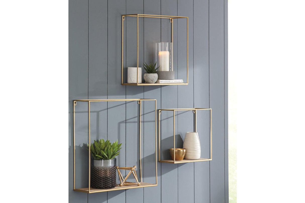 Efharis Natural/Gold Finish Wall Shelf