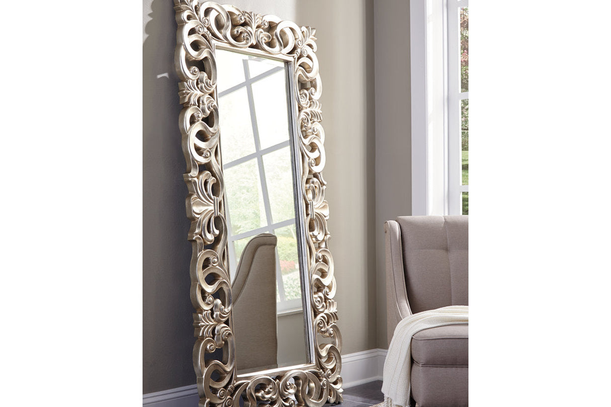 Lucia Antique Silver Finish Floor Mirror