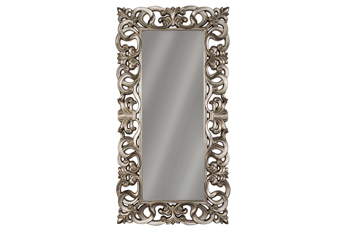 Lucia Antique Silver Finish Floor Mirror