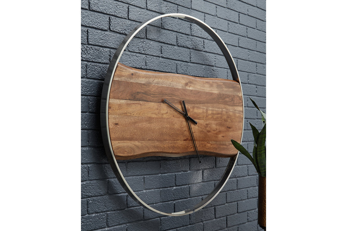 Panchali Brown/Silver Finish Wall Clock