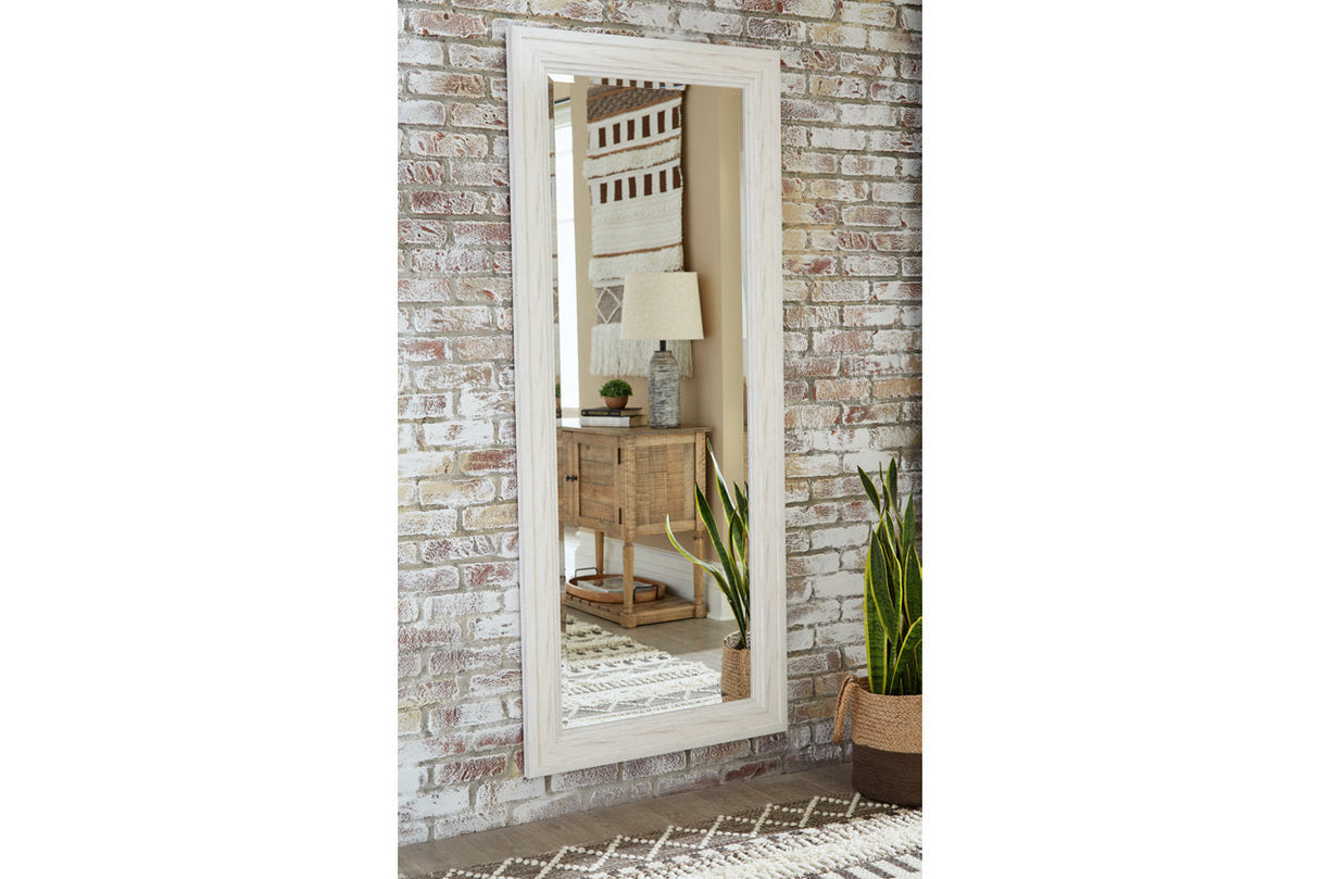 Jacee Antique White Floor Mirror