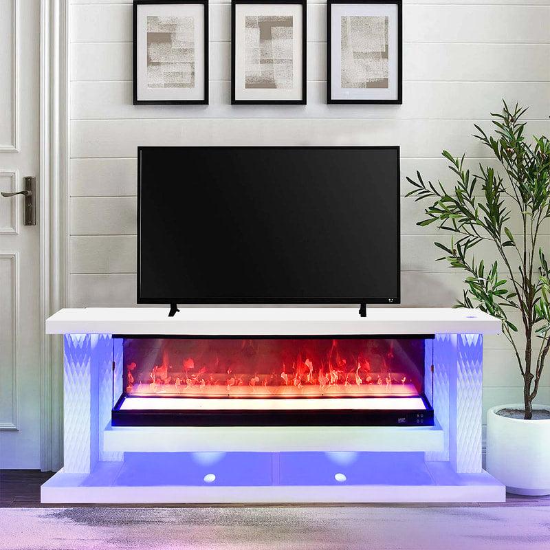 Sleek White 71" Fireplace TV Stand by Happy Homes at Eve Furniture