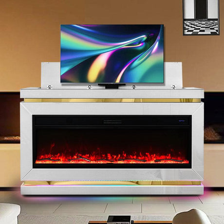 StreamNest White Fireplace TV Stand by Happy Homes at Eve Furniture