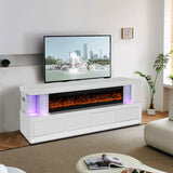 Keely White TV Stand with Fireplace by Happy Homes at Eve Furniture