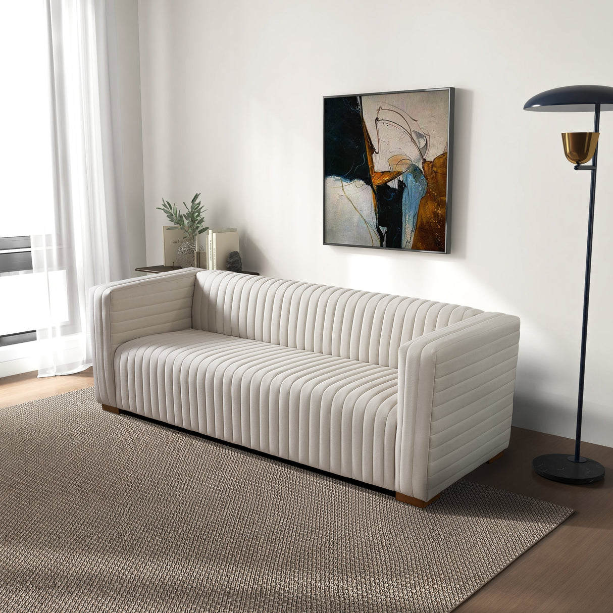 Elara Cream Velvet Sofa by Ashcroft Imports at Eve Furniture