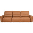 Grant Triple Power Convertible Cognac Leather Sofa by Ashcroft Imports at Eve Furniture