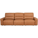 Grant Triple Power Convertible Cognac Leather Sofa by Ashcroft Imports at Eve Furniture