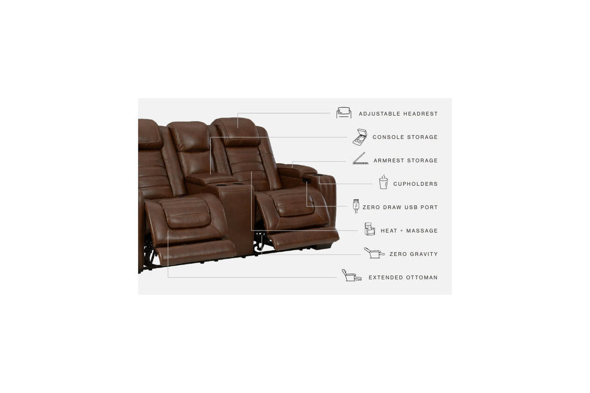 Backtrack Chocolate Power Reclining Loveseat with Console