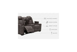 HyllMont Gray Power Reclining Loveseat with Console