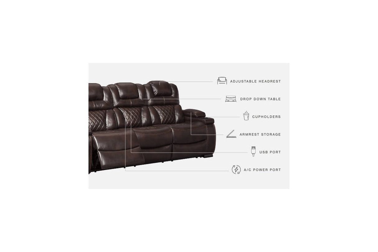 Warnerton Chocolate Power Reclining Sofa