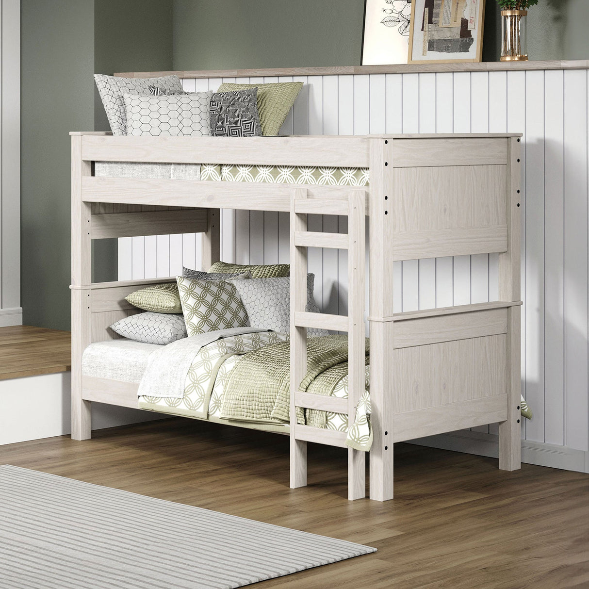 Albani White Twin/Twin Post Bunkbed