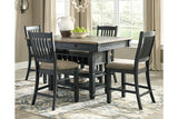 Tyler Creek Black/Grayish Brown Counter Height Dining Table and 4 Barstools with Server