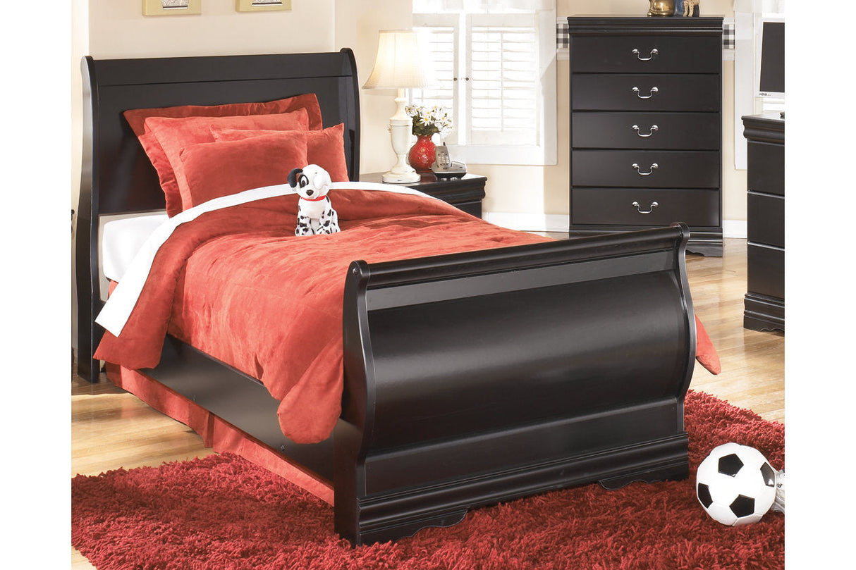 Huey Vineyard Black Twin Sleigh Bed