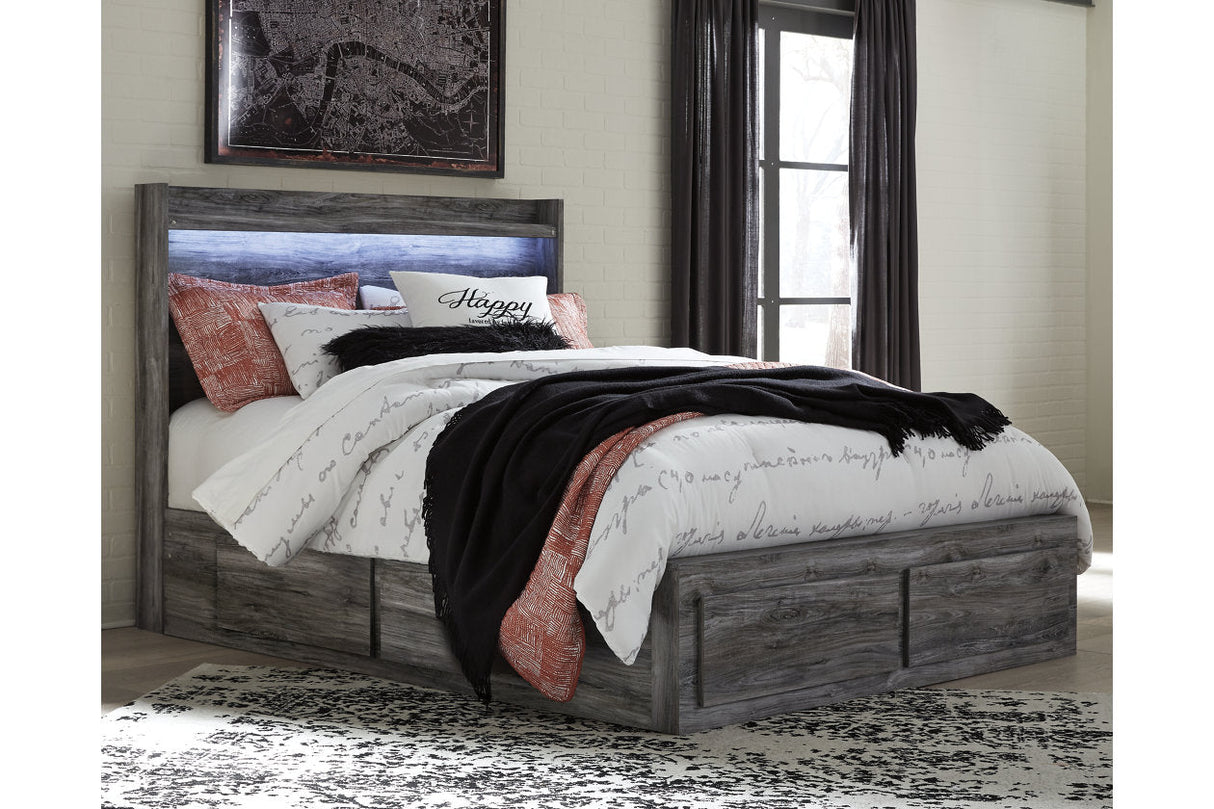 Baystorm Gray Queen Platform Bed with 4 Storage Drawers