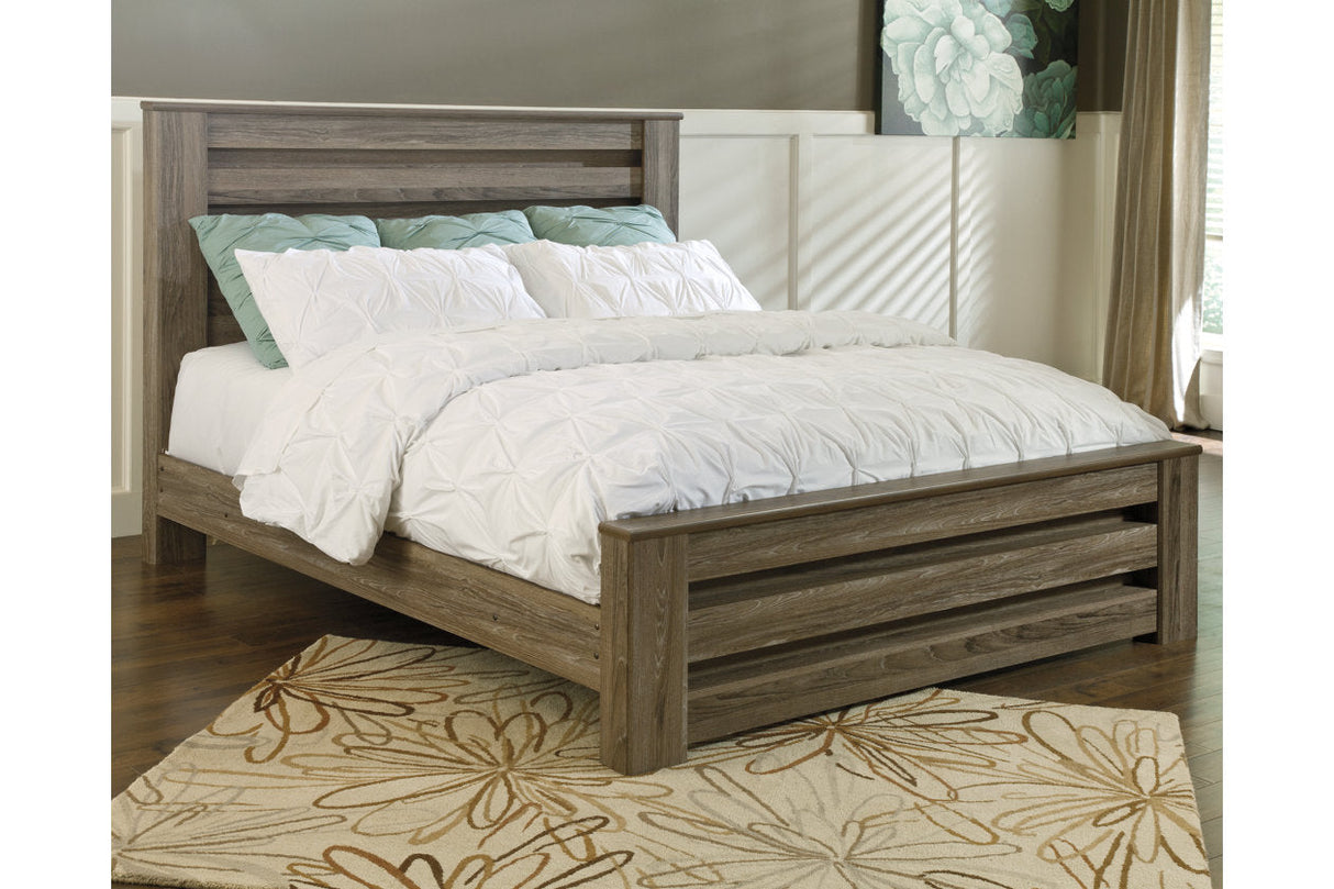 Zelen Warm Gray King Panel Bed