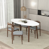 Ada Mid Century Modern Style Solid Wood White Top Oval Dining Table by Ashcroft Imports at Eve Furniture