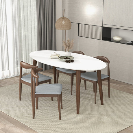 Ada Mid Century Modern Style Solid Wood White Top Oval Dining Table by Ashcroft Imports at Eve Furniture