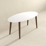 Ada Mid Century Modern Style Solid Wood White Top Oval Dining Table by Ashcroft Imports at Eve Furniture