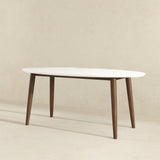 Ada Mid Century Modern Style Solid Wood White Top Oval Dining Table by Ashcroft Imports at Eve Furniture