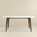 Ada Mid Century Modern Style Solid Wood White Top Oval Dining Table by Ashcroft Imports at Eve Furniture