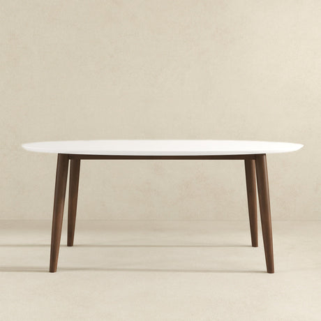 Ada Mid Century Modern Style Solid Wood White Top Oval Dining Table by Ashcroft Imports at Eve Furniture