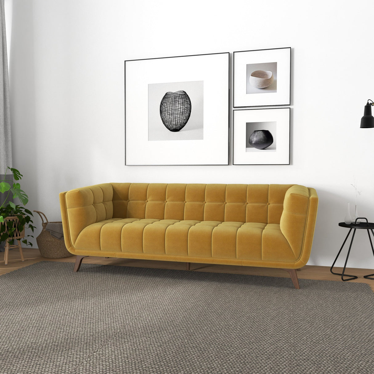 Addison Large Gold Velvet Sofa by Ashcroft Imports at Eve Furniture