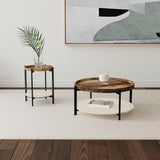 Adhvik Natural Round Wood Top Coffee Table with Marble Shelf by Coaster at Eve Furniture