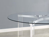 Adino Chrome 47-inch Round Glass Top Acrylic Dining Table by Coaster at Eve Furniture