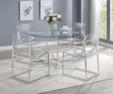 Adino Chrome 47-inch Round Glass Top Acrylic Dining Table by Coaster at Eve Furniture