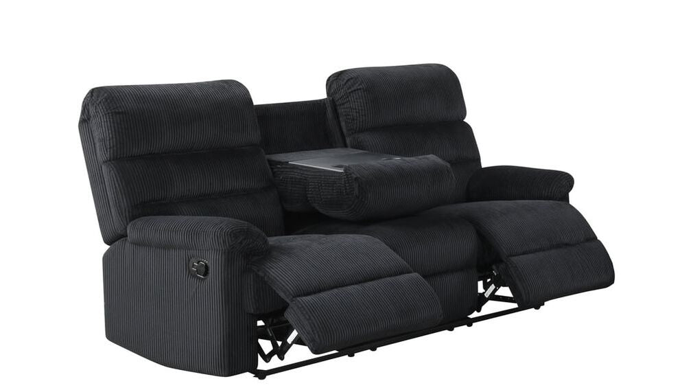 Albert Black Cord 3-Piece Reclining Living Room Set by Happy Homes at Eve Furniture
