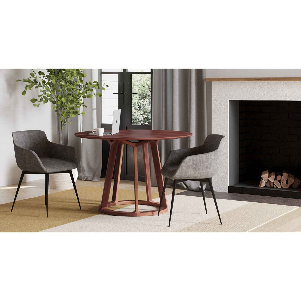 Aldo Brown Round Dining Table by Moe's Home at Eve Furniture