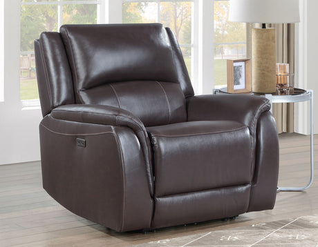Alexandria Chocolate 3-Piece Top-Grain Leather Power Reclining Set by Steve Silver at Eve Furniture