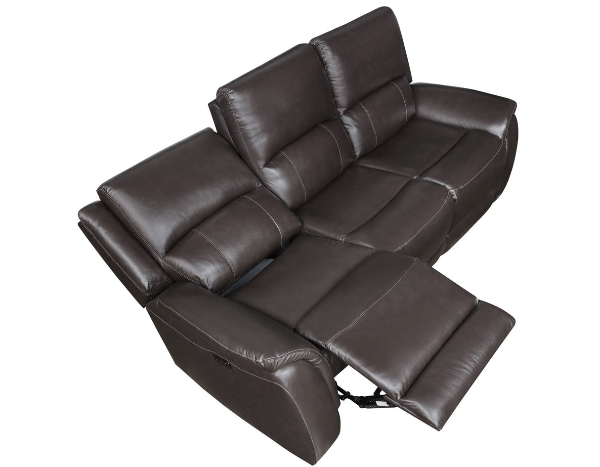 Alexandria Chocolate 3-Piece Top-Grain Leather Power Reclining Set by Steve Silver at Eve Furniture