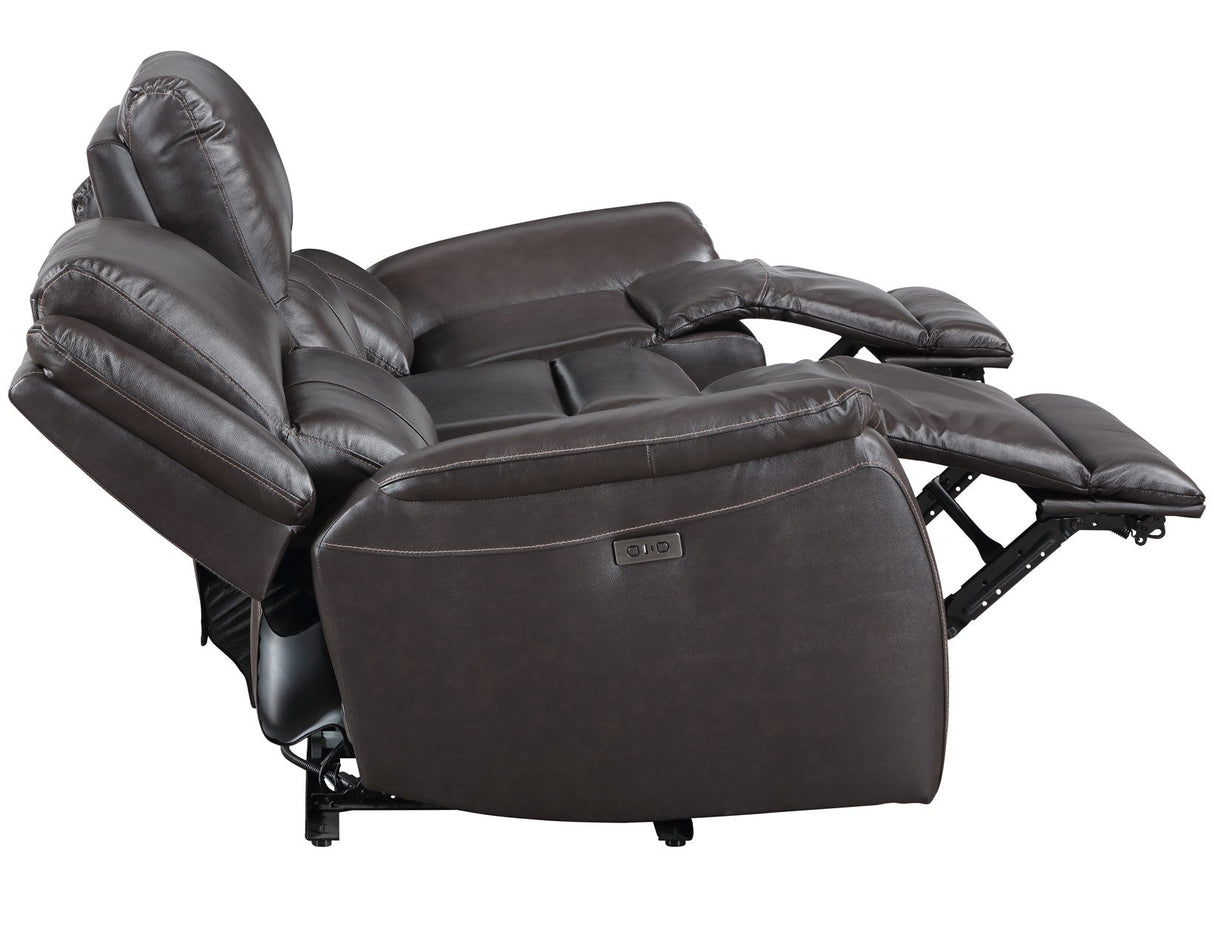 Alexandria Chocolate 3-Piece Top-Grain Leather Power Reclining Set by Steve Silver at Eve Furniture
