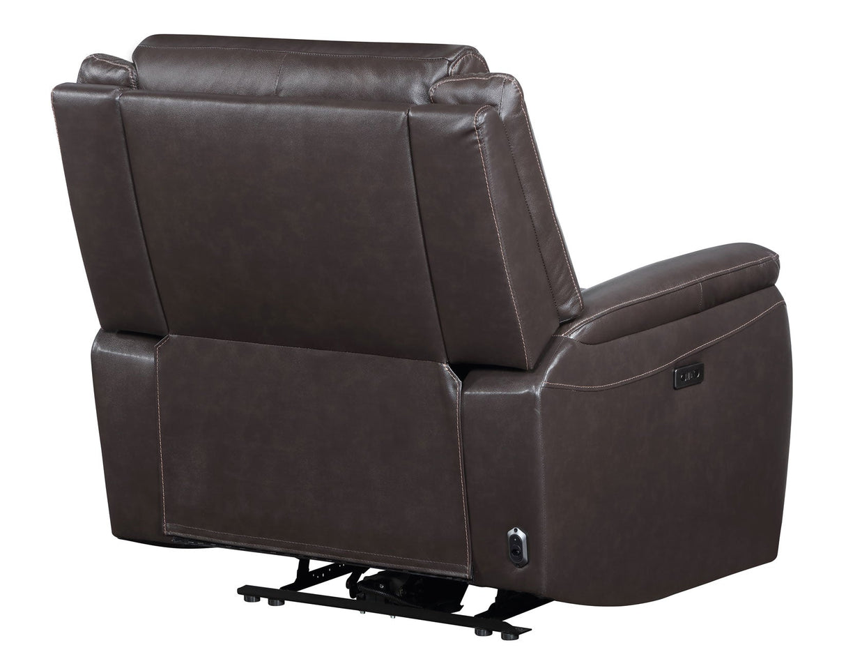 Alexandria Chocolate 3-Piece Top-Grain Leather Power Reclining Set by Steve Silver at Eve Furniture